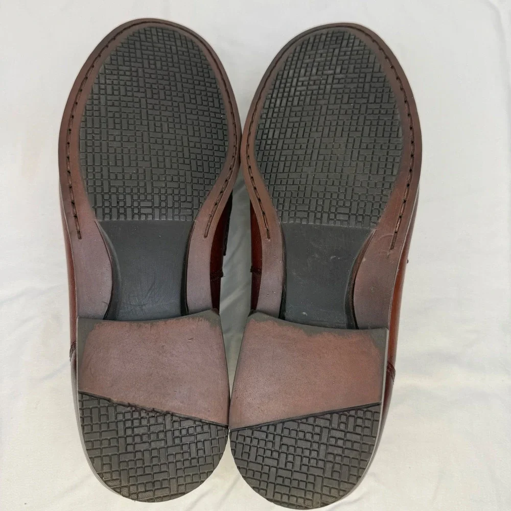 Bass Tyler Mens Brown Pebbled Leather Kiltie Tassel Loafers Size 13M